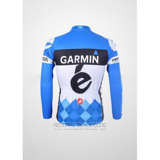 2012 Fahrradbekleidung Garmin Cervelo Wei und Azurblau Trikot Langarm und Tragerhose - zum Schließen ins Bild klicken